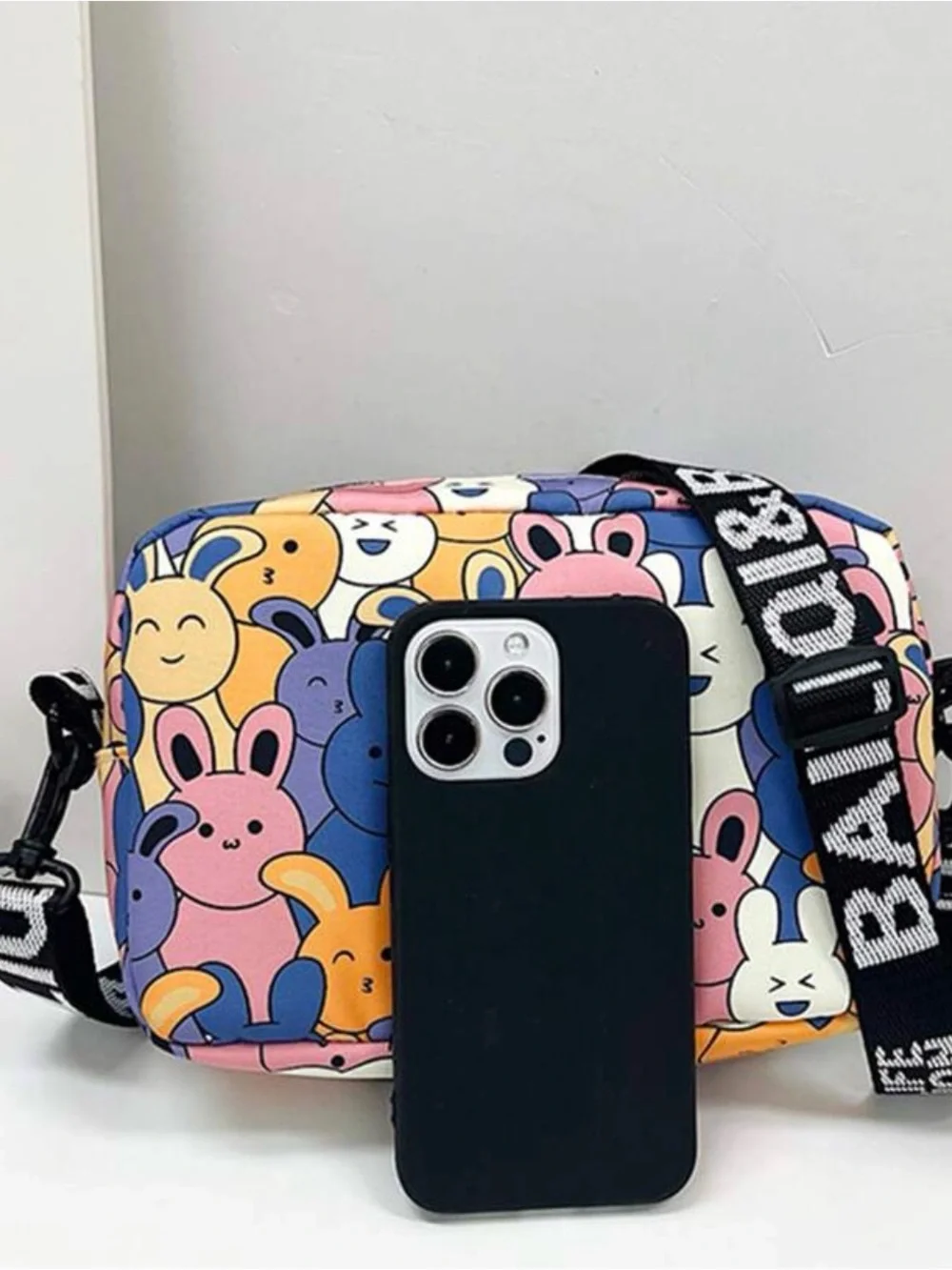Cute Multicolor Bunny Print Small Pets Crossbody Bag